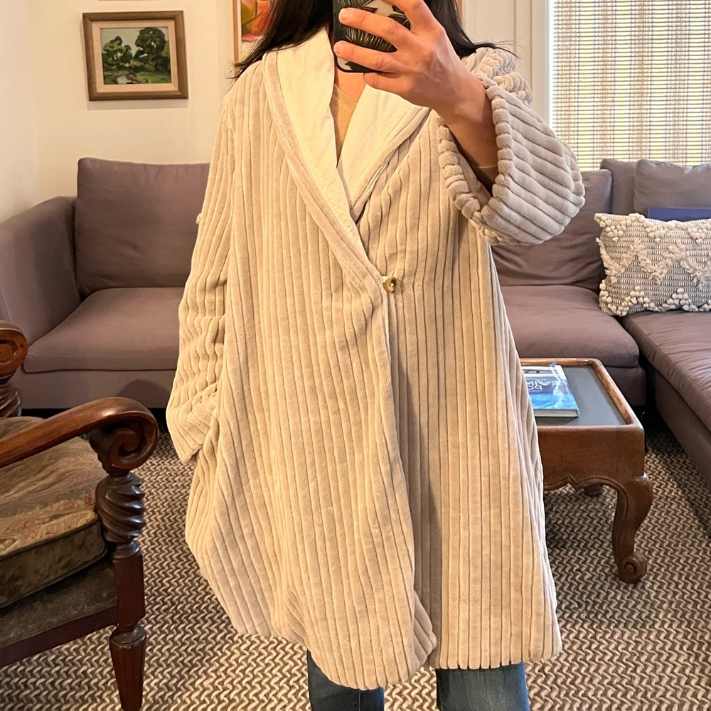 pip-squeak chapeau Tan Cozy Ribbed Long Coat